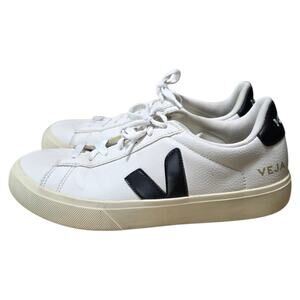 VEJA Campo Sneakers EU 42 US 9 White Black Leather Low Top Lace Up Shoes